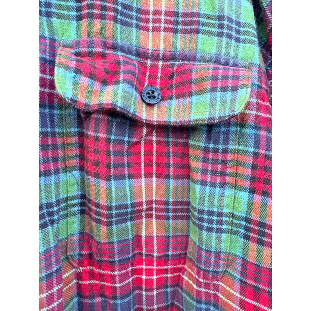 LL Bean XL Plaid patchwork Fleece Lined Flannel Shirt Jacket Lumberjack Shacket - Picture 3 of 8